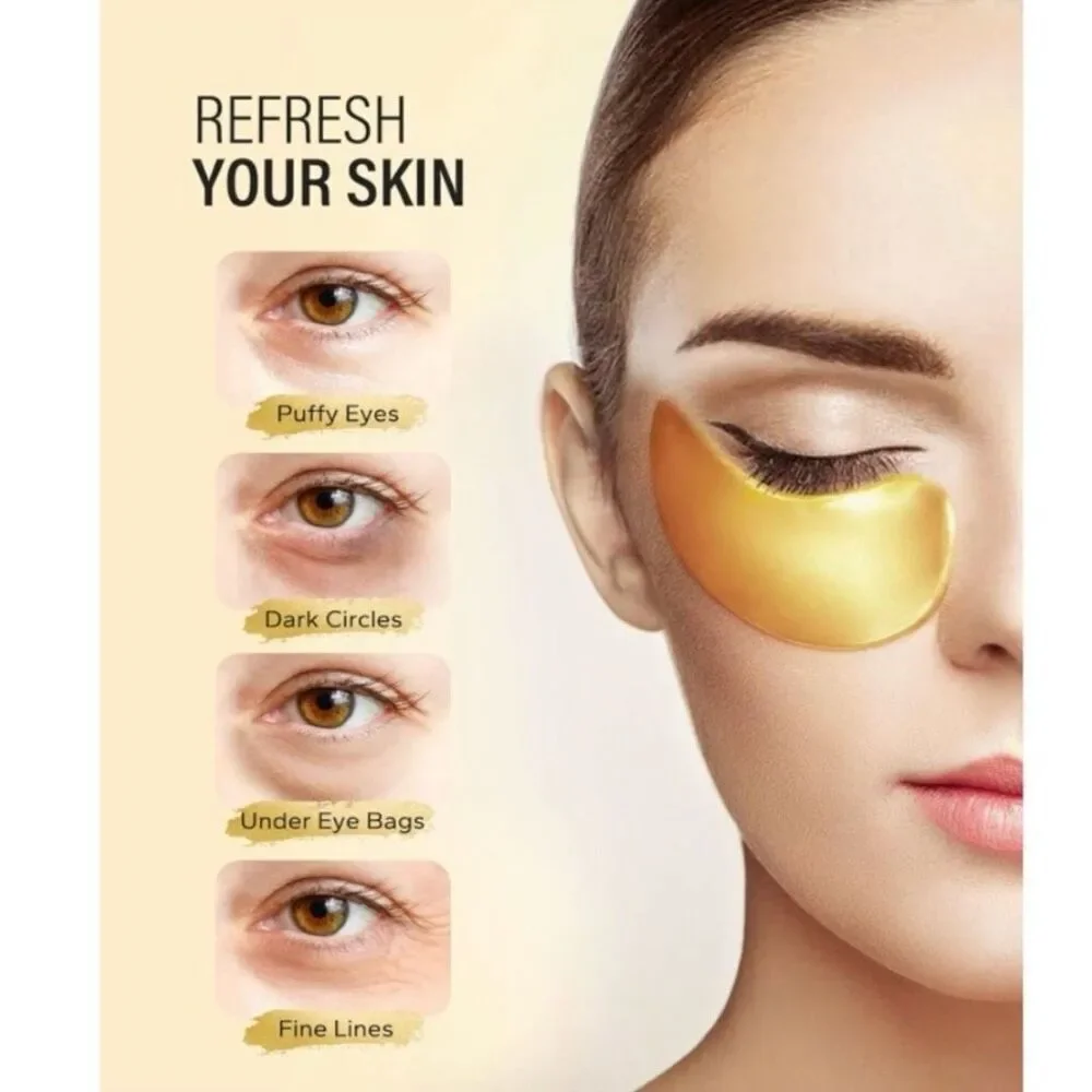 24k Gold Under Eye Patches (25 Pairs), eye mask, Collagen Skin Care Products New
